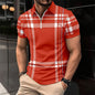 Polo estampado a cuadros y rayas con cremallera y deportivo