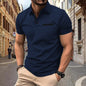 Polo deportivo para hombre con botones, estampado jacquard a cuadros.