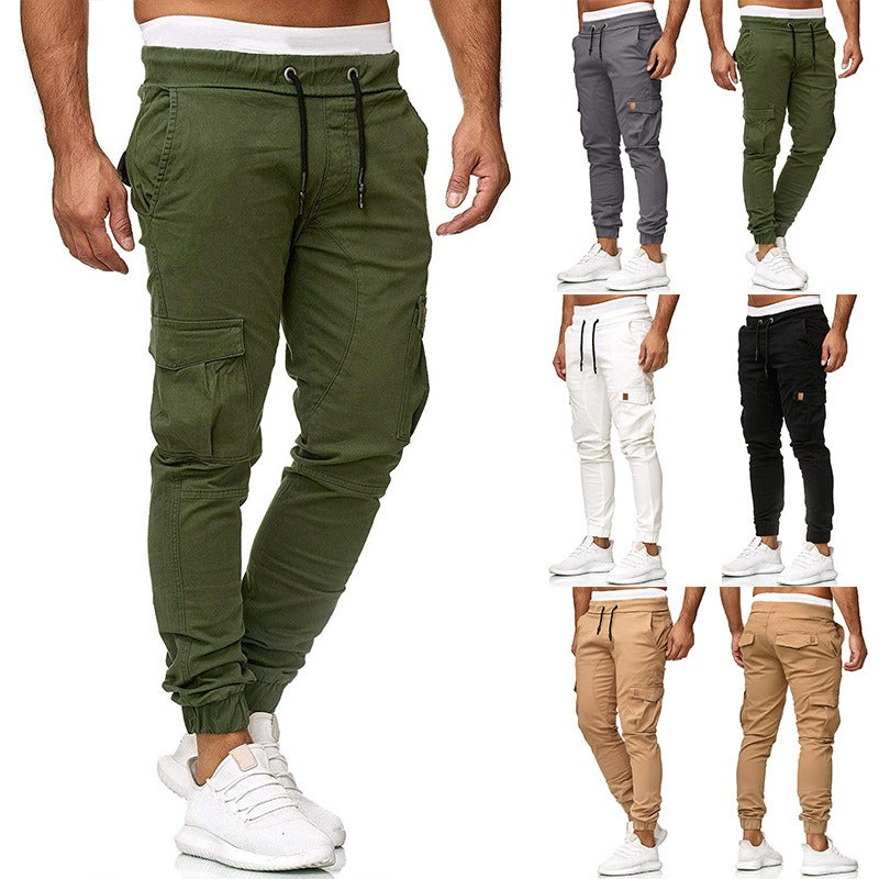 pantalones deportivos con múltiples bolsillos, color sólido,