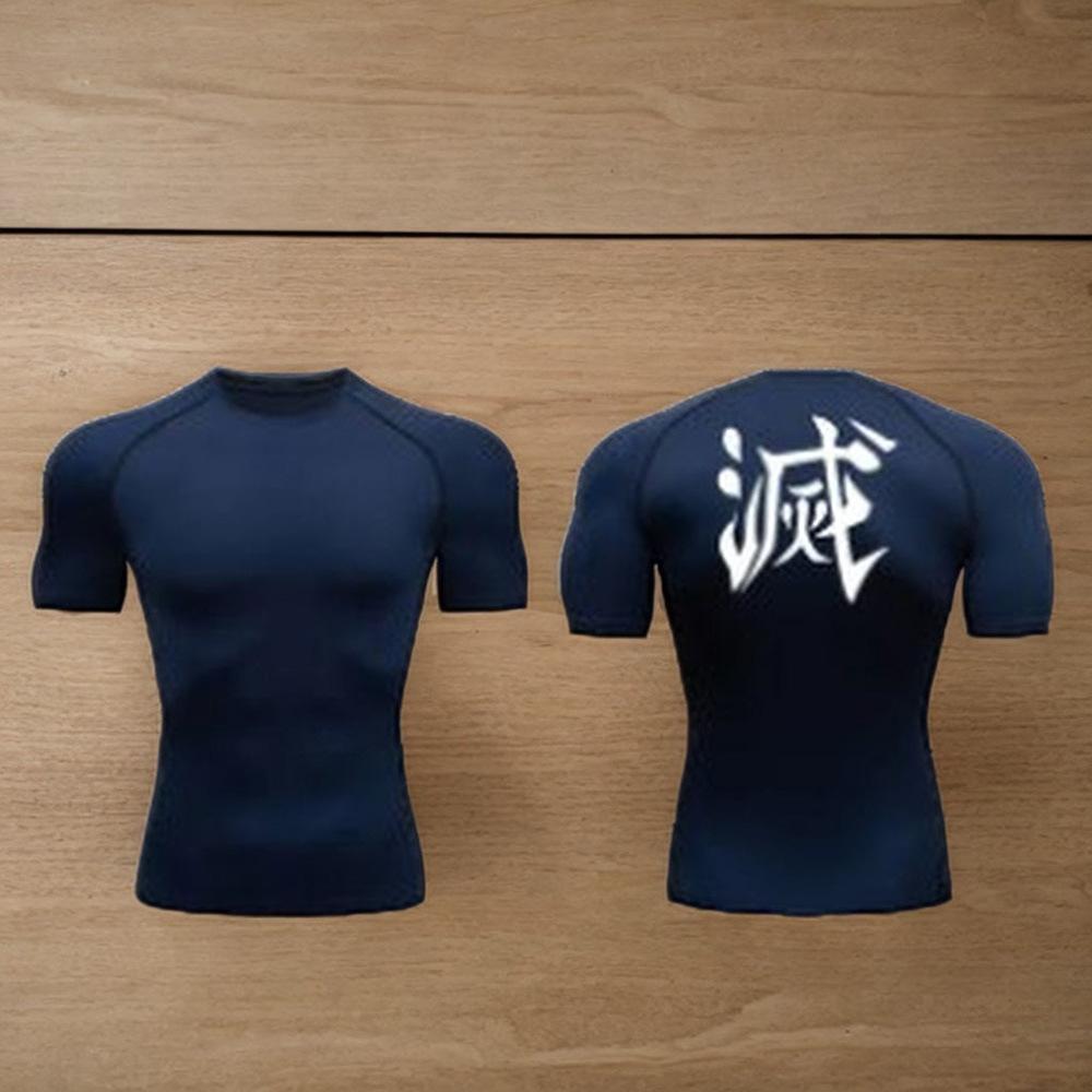 Camiseta ajustada de manga corta con estampado de moda, Ropa deportiva de entrenamiento, carrera y fitness de secado rápido
