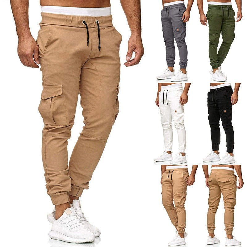 pantalones deportivos con múltiples bolsillos, color sólido,