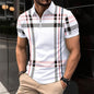 Polo estampado a cuadros y rayas con cremallera y deportivo