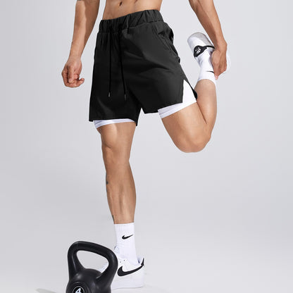 Pantalones Cortos Deportivos para Hombre, Transpirables de Doble Capa