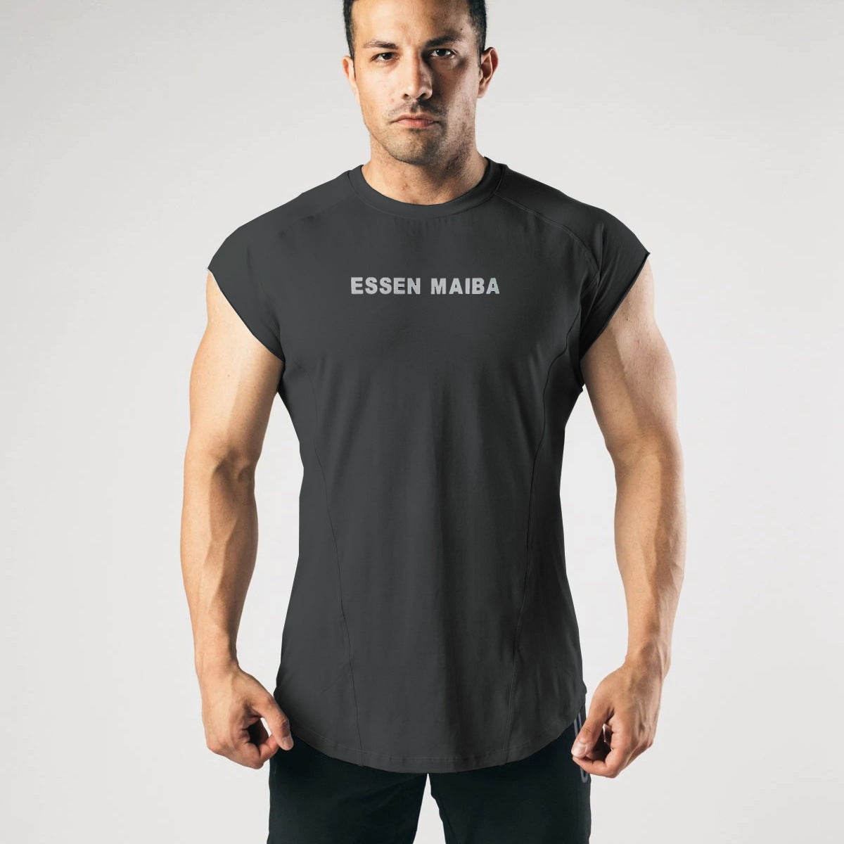Ärmelloses Herren-Sport-Tanktop, elastisch, atmungsaktiv, schweißabsorbierend, aus Baumwollmischung, zum Laufen und Trainieren