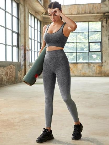 Damen-Laufbekleidung, nahtloser Sport-BH mit schönem Rücken, Leggings, Yoga-Outfit mit Farbverlauf