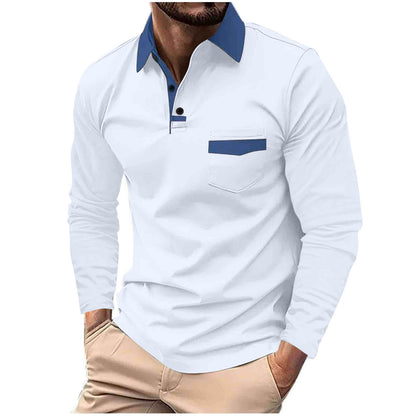 Polo de manga larga con bolsillo y solapa para hombre