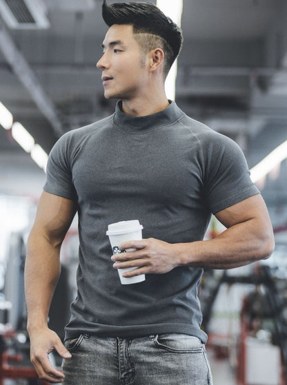 Unifarbenes, glattes, doppelseitiges Fleece-T-Shirt für Training, Laufen und Sport, neue Herbst-Winter-Kollektion für Herren