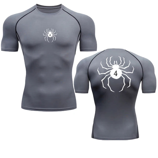 Camiseta de compresión de Anime Hunter X Hunter, secado rápido, para correr, gimnasio, fitness, ajustada, ropa deportiva de verano, transpirable, de manga corta con impresión de Spider
