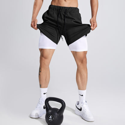 Pantalones Cortos Deportivos para Hombre, Transpirables de Doble Capa