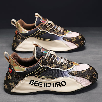 Zapatos de hombre con paquete colorido, suela de zapatos cómoda, cuero interior, alta tendencia deportiva casual