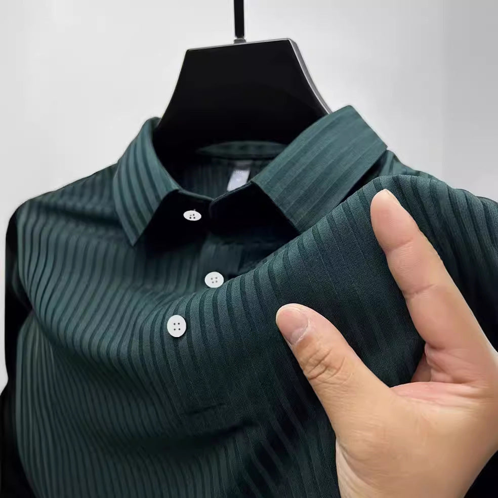Polo de cuello a rayas para hombre, polo deportivo.
