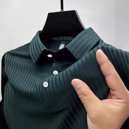 Polo de cuello a rayas para hombre, polo deportivo.