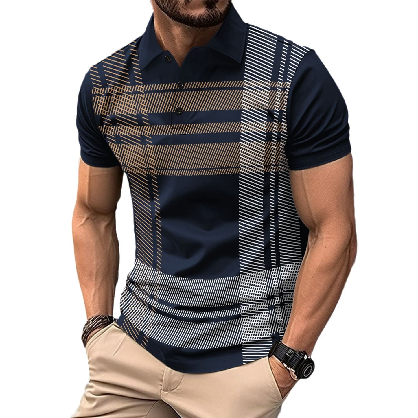 Polo deportivo de hombre con estampado de rayas