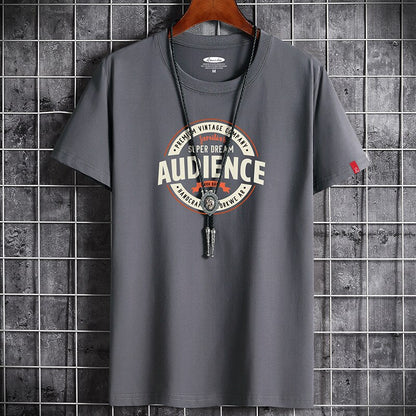 Camiseta blanca de cuello redondo para hombre, estilo fitness