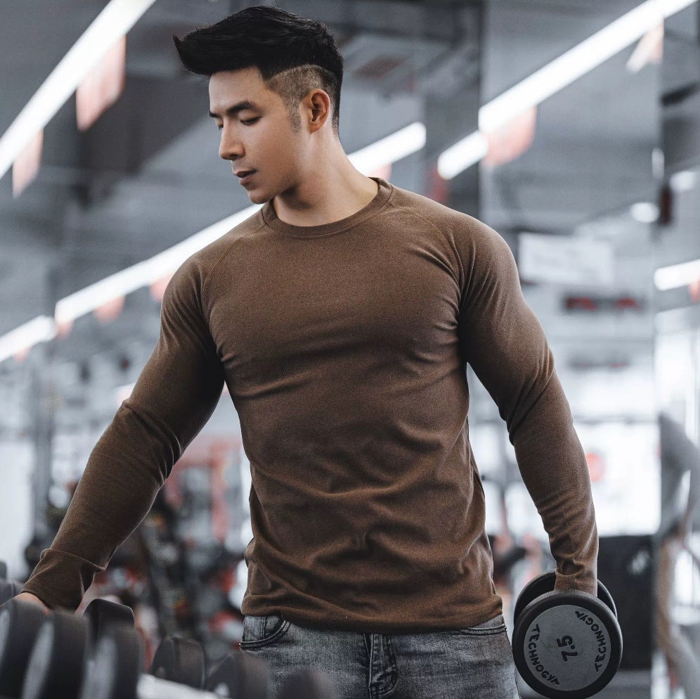 Neues Sport-T-Shirt Lässig Laufshirt Fitness Unifarben Samt Wende-Shirt