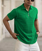Polo con cremallera, camisa polo deportiva jacquard para hombre.