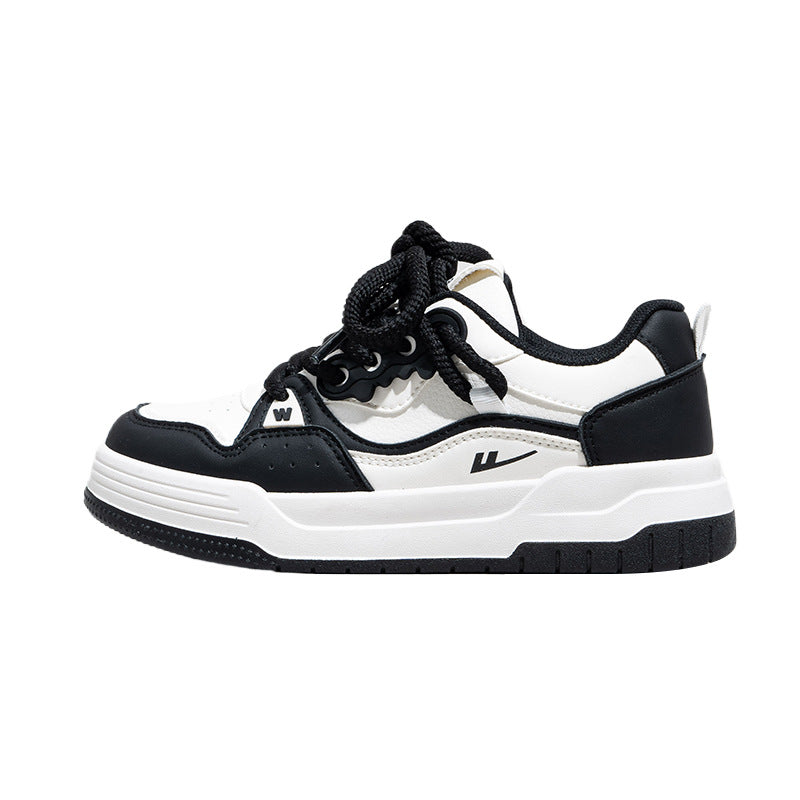 Zapatos casuales versátiles para mujer en blanco y negro con suela gruesa