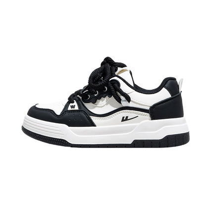 Zapatos casuales versátiles para mujer en blanco y negro con suela gruesa