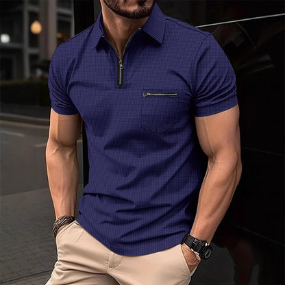 Polo de hombre con cuello y bolsillo tipo gofre