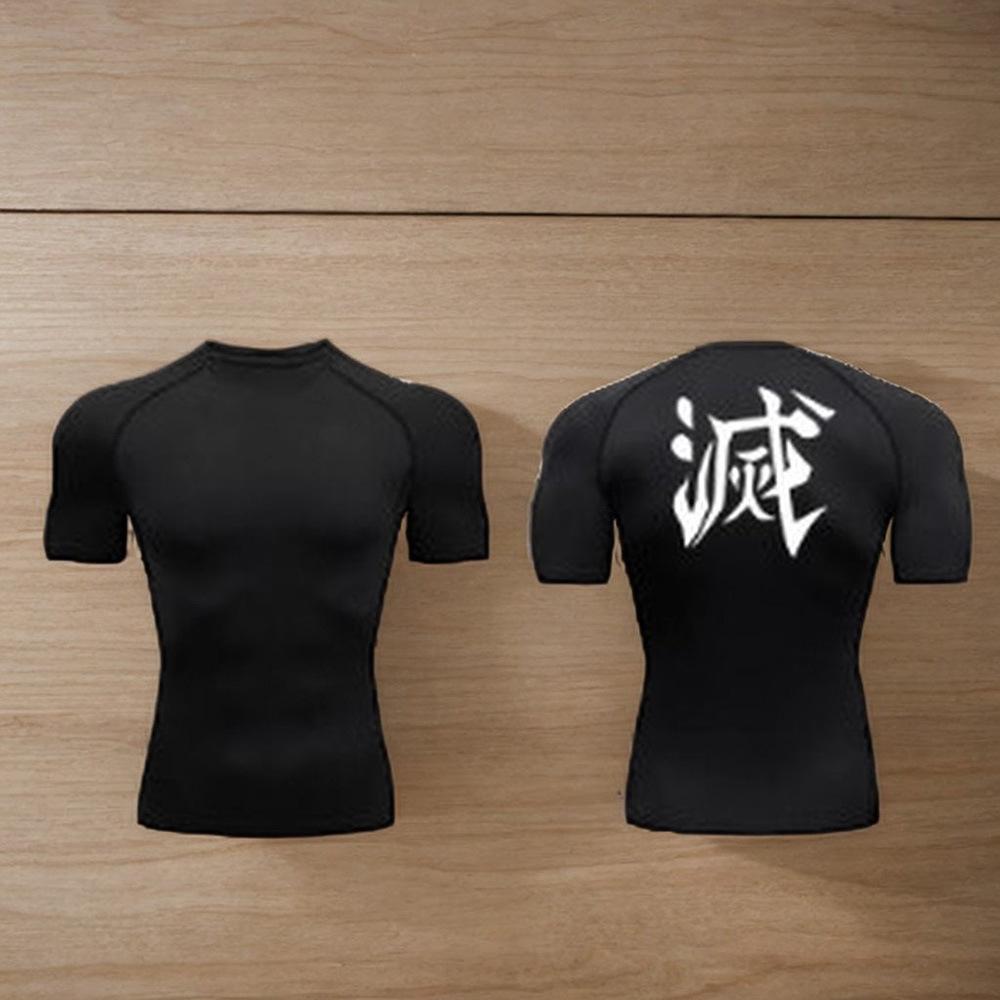 Camiseta ajustada de manga corta con estampado de moda, Ropa deportiva de entrenamiento, carrera y fitness de secado rápido