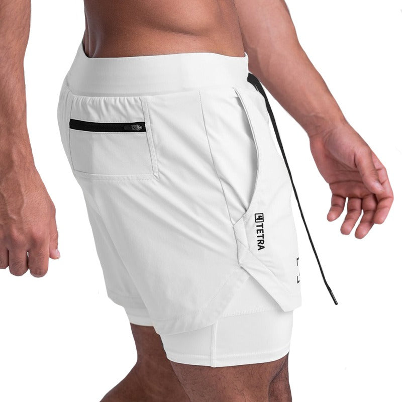 Moderne amerikanische Basketballhose für Herren, blendfrei, doppellagig und schnell trocknend, Capris für Lauftraining und Outdoor-Workout