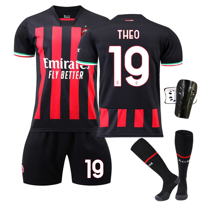 Conjunto de camiseta de fútbol local del Milan, camiseta deportiva