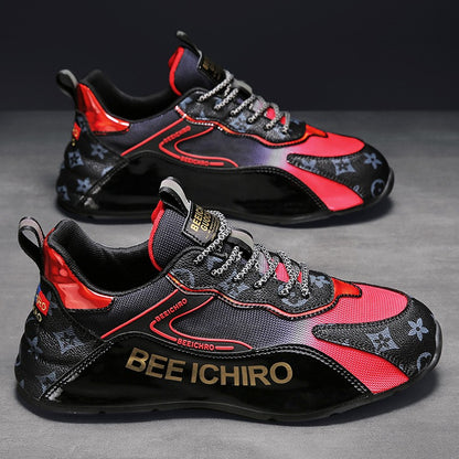 Zapatos de hombre con paquete colorido, suela de zapatos cómoda, cuero interior, alta tendencia deportiva casual