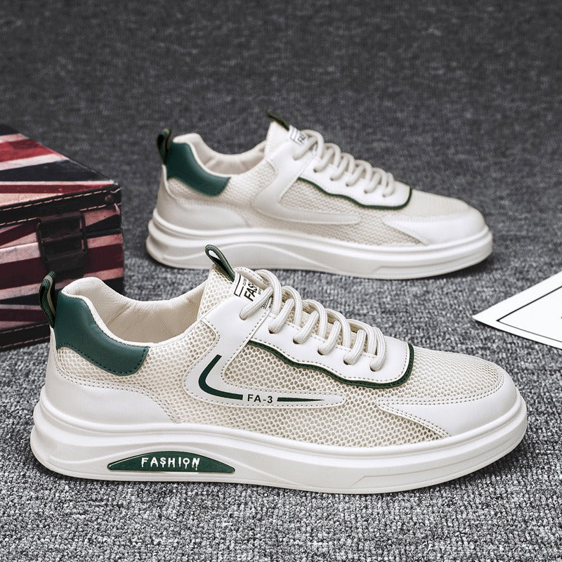 Zapatos pequeños blancos de tablero, malla transpirable de verano