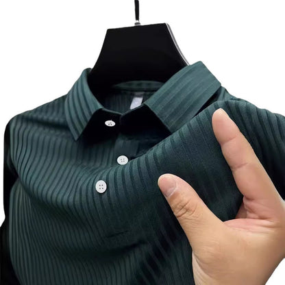 Polo de cuello a rayas para hombre, polo deportivo.