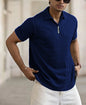 Polo con cremallera, camisa polo deportiva jacquard para hombre.