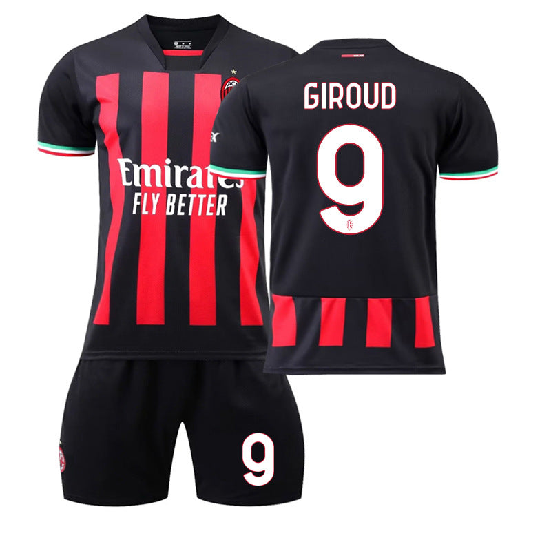 Conjunto de camiseta de fútbol local del Milan, camiseta deportiva