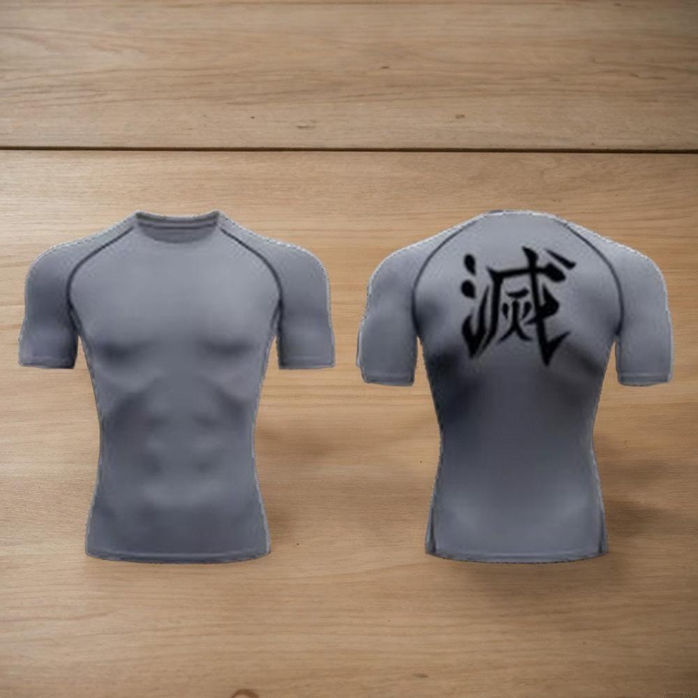 Camiseta ajustada de manga corta con estampado de moda, Ropa deportiva de entrenamiento, carrera y fitness de secado rápido
