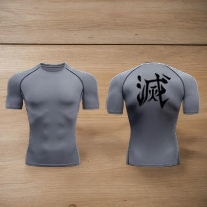 Camiseta ajustada de manga corta con estampado de moda, Ropa deportiva de entrenamiento, carrera y fitness de secado rápido