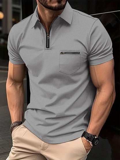 Polo de hombre con cuello y bolsillo tipo gofre