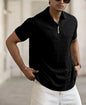 Polo con cremallera, camisa polo deportiva jacquard para hombre.