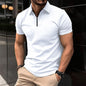 Polo deportivo de color liso con cremallera para hombre.