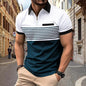 Polo Zipper para hombre, camisa polo estampada a rayas