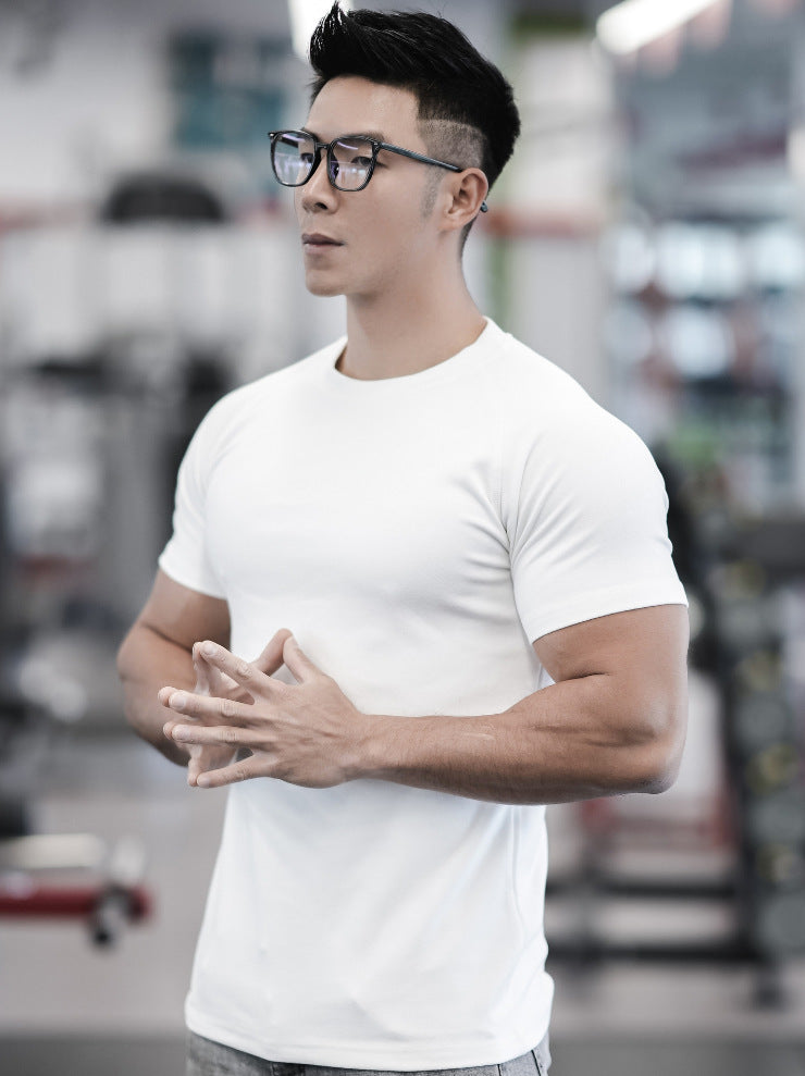 Unifarbenes, glattes, doppelseitiges Fleece-T-Shirt für Training, Laufen und Sport, neue Herbst-Winter-Kollektion für Herren