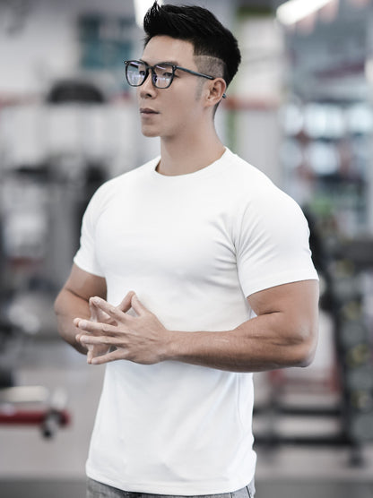 Unifarbenes, glattes, doppelseitiges Fleece-T-Shirt für Training, Laufen und Sport, neue Herbst-Winter-Kollektion für Herren