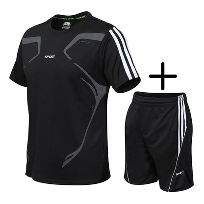 Sportshirt 5XL für Laufen, Fitnessstudio, Kurzarm, Fußball, Basketball, Tennis, schnelltrocknend, Sportbekleidungsset, Sportswear
