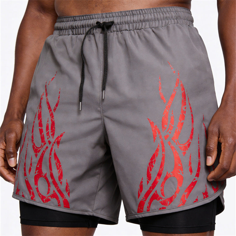 Locker geschnittene Herren-Sportshorts mit doppellagiger Konstruktion zum Laufen