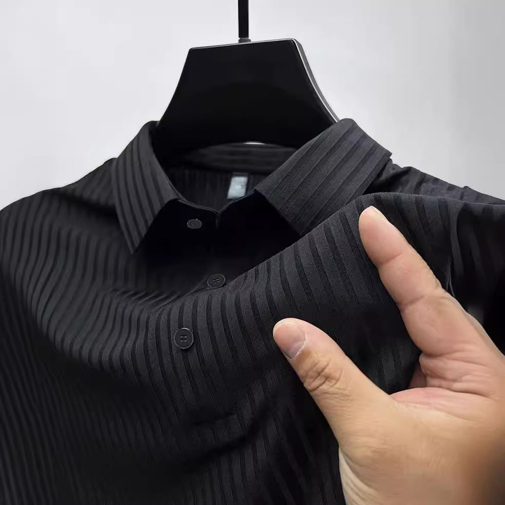 Polo de cuello a rayas para hombre, polo deportivo.