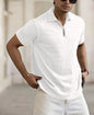 Polo con cremallera, camisa polo deportiva jacquard para hombre.
