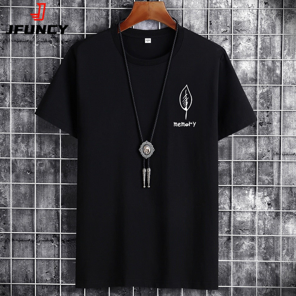 Camiseta de algodón oversize para hombre, manga corta, verano, estampado de hojas, estilo casual.