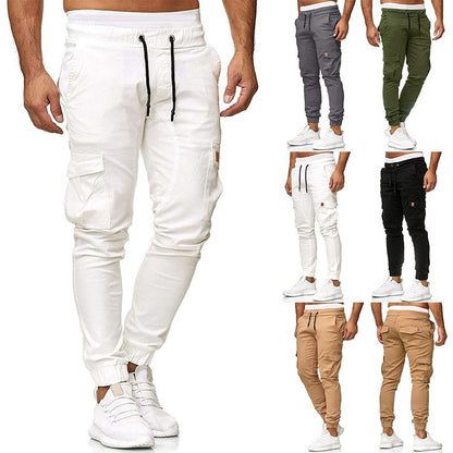 pantalones deportivos con múltiples bolsillos, color sólido,