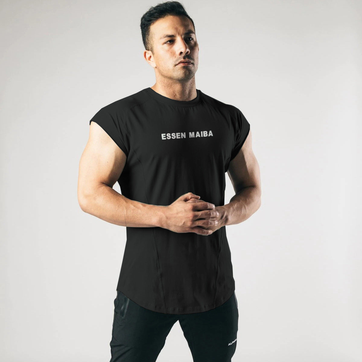 Ärmelloses Herren-Sport-Tanktop, elastisch, atmungsaktiv, schweißabsorbierend, aus Baumwollmischung, zum Laufen und Trainieren