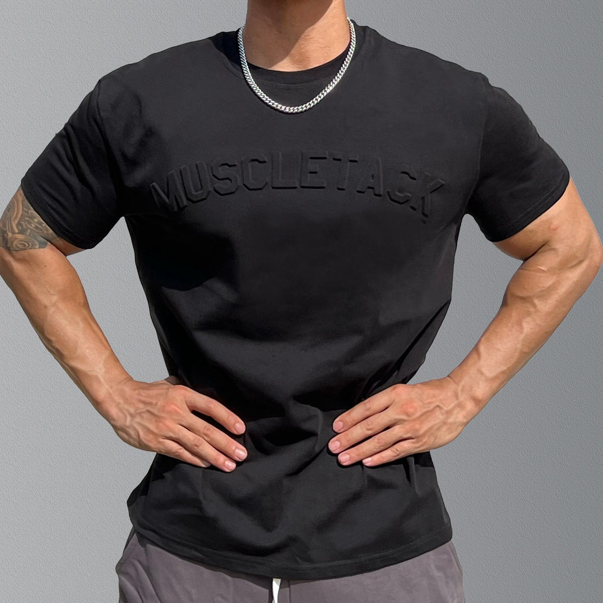 Camiseta Deportiva de Manga Corta para Hombres con Relieve Cóncavo y Convexo