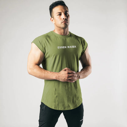 Ärmelloses Herren-Sport-Tanktop, elastisch, atmungsaktiv, schweißabsorbierend, aus Baumwollmischung, zum Laufen und Trainieren