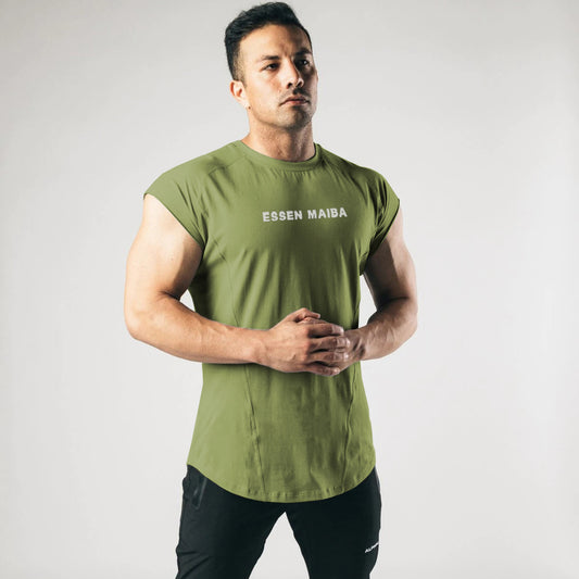 Ärmelloses Herren-Sport-Tanktop, elastisch, atmungsaktiv, schweißabsorbierend, aus Baumwollmischung, zum Laufen und Trainieren