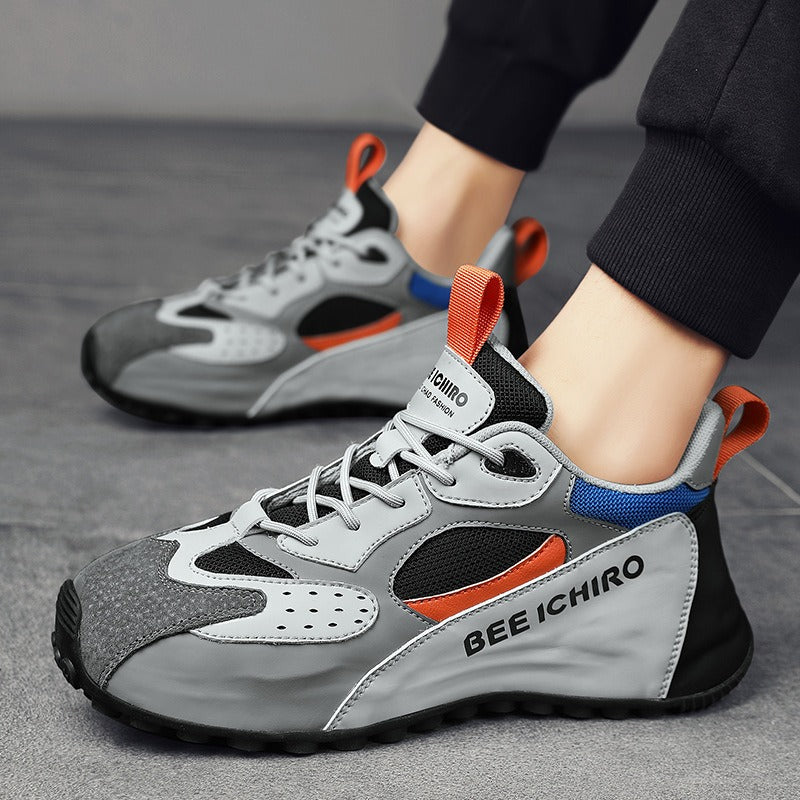 Zapatos de hombre con paquete colorido, suela de zapatos cómoda, cuero interior, alta tendencia deportiva casual